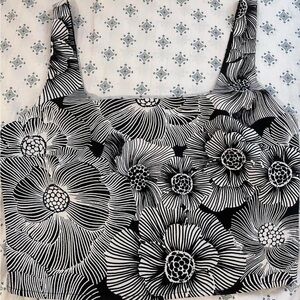 Floral Black and White Women's Top